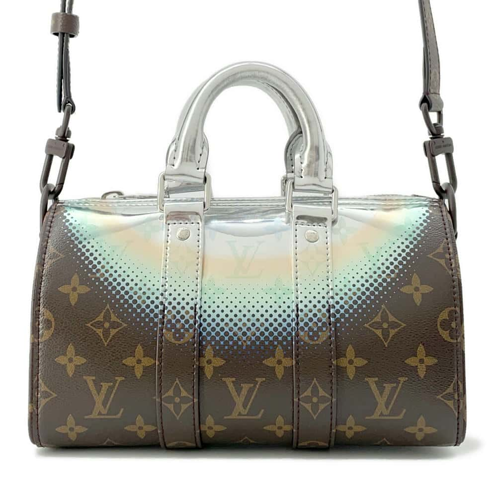 LOUIS VUITTON Keepall Bandouliere Brown/MetalicSilverM23119 Monogram Metalic・Nebula Size 25