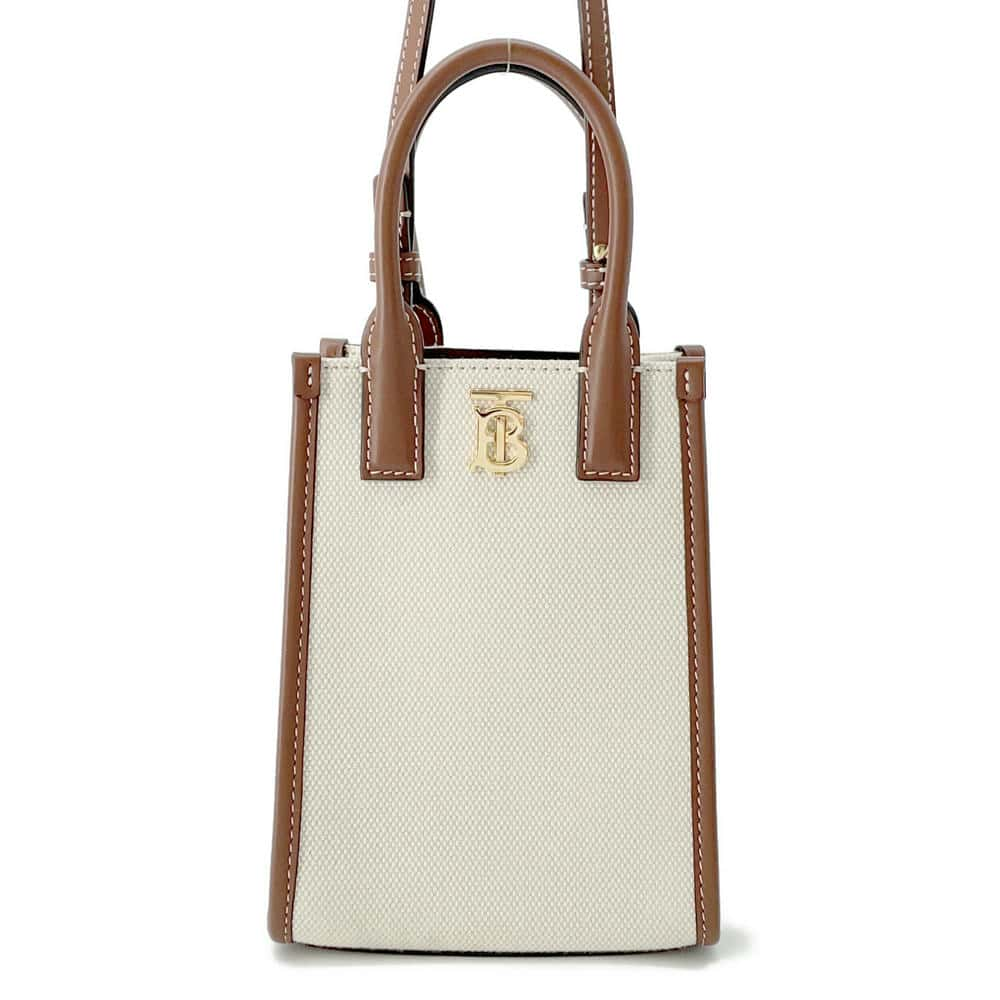 BURBERRY 2WAYShoulder Bag Ivory/Brown 8052460 Canvas Leather