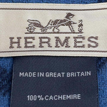 将图像加载到图库查看器中，HERMES CashmereScarf &quot;Any Mole&quot; Marine/Blue Turquin Cashmere100%
