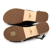 Load image into Gallery viewer, CHANEL Four-leaf clover CC Logo Sabo Sandals Black/Natural G45389 Wood Leather Size 36C
