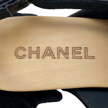 Load image into Gallery viewer, CHANEL Four-leaf clover CC Logo Sabo Sandals Black/Natural G45389 Wood Leather Size 36C
