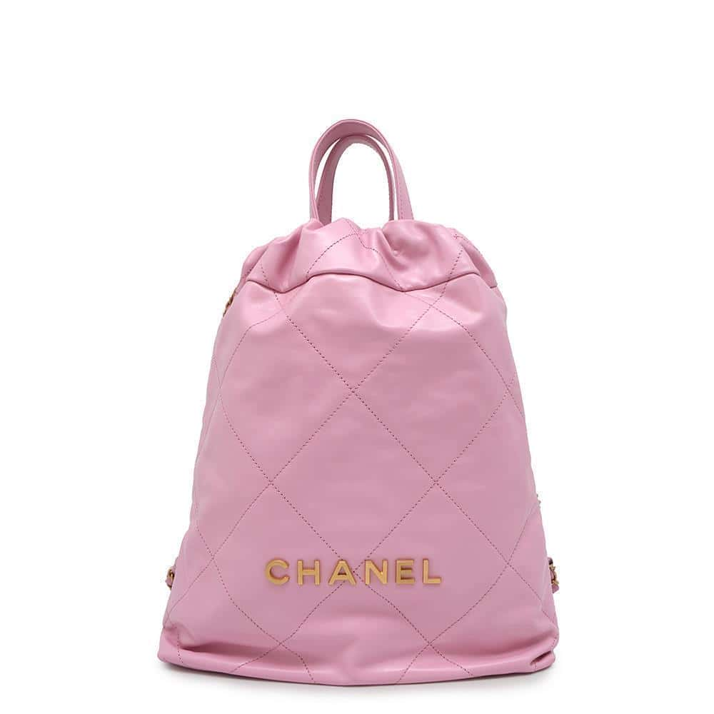 CHANEL CHANEL22 Backpack Pink AS3859 Shiny Calf Leather Size Small