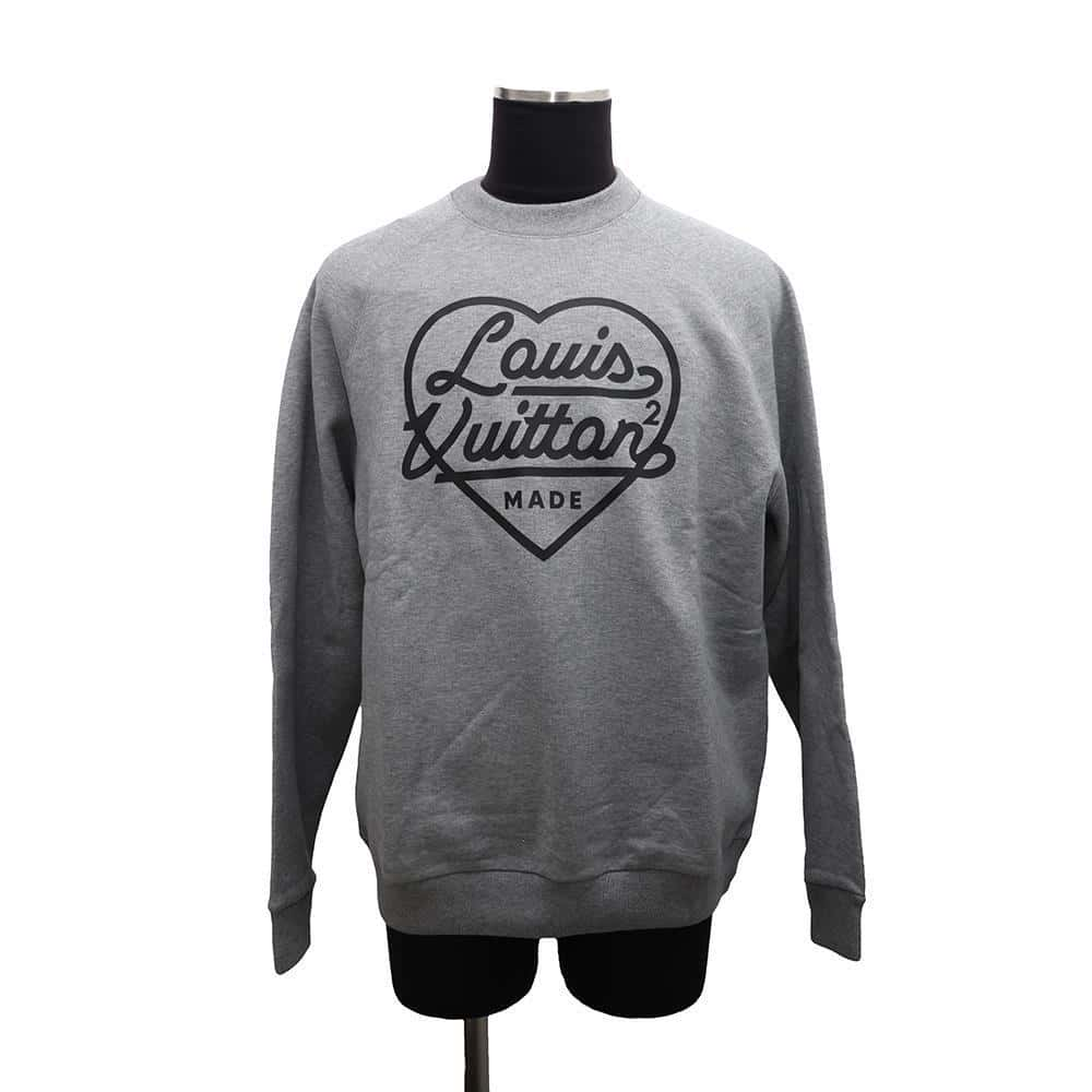 LOUIS VUITTON Louis Vuitton x NIGO heart logo print sweatshirt Size M Gray Cotton100%