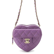 Load image into Gallery viewer, CHANEL Matelasse Heart Chain Shoulder Bag PurpleAP2784 Lambskin
