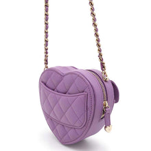 Load image into Gallery viewer, CHANEL Matelasse Heart Chain Shoulder Bag PurpleAP2784 Lambskin
