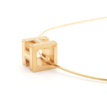 将图像加载到图库查看器中，HERMES Curse of Ash H Cube Necklace Gold Metal
