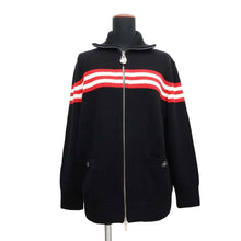 Load image into Gallery viewer, CHANEL Striped knit cardigan Size 36 Black/Red/White P77518 Cotton 84% Cashmere 14% Other
