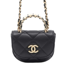 Load image into Gallery viewer, CHANEL Mini Mini Matelasse Top Handle ChainShoulder Black Lambskin
