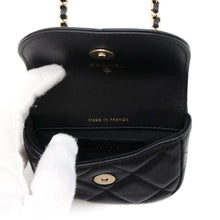 Load image into Gallery viewer, CHANEL Mini Mini Matelasse Top Handle ChainShoulder Black Lambskin
