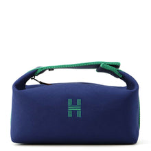 将图像加载到图库查看器中，HERMES Brid a Black Navy/Green Canvas Size PM
