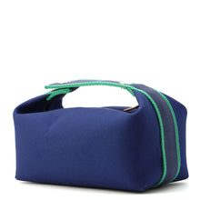 将图像加载到图库查看器中，HERMES Brid a Black Navy/Green Canvas Size PM
