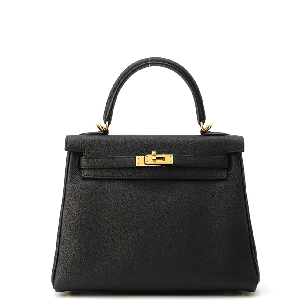 HERMES Kelly Retourne Black Togo Leather Size 25