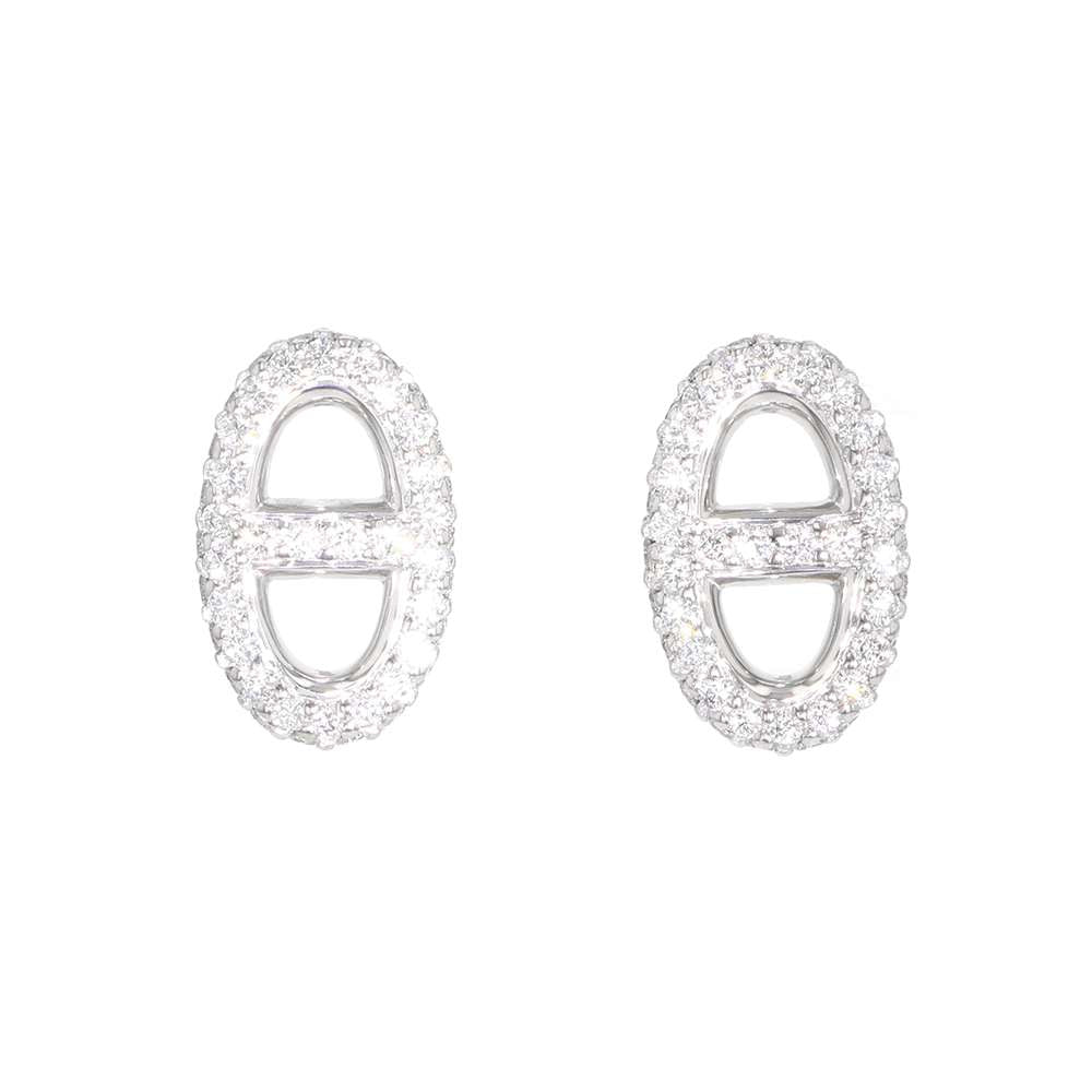 HERMES Chaine d'Ancre Farandole Earrings 18K White Gold