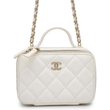 Load image into Gallery viewer, CHANEL Matelasse Top Handle Vanity Bag White AP2920 Shiny Calf Leather
