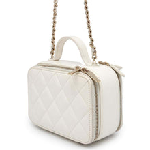 Load image into Gallery viewer, CHANEL Matelasse Top Handle Vanity Bag White AP2920 Shiny Calf Leather
