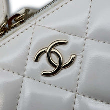 Load image into Gallery viewer, CHANEL Matelasse Top Handle Vanity Bag White AP2920 Shiny Calf Leather
