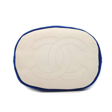 Load image into Gallery viewer, CHANEL Drawstring Bag ChainBag White/BlueAS0464 Leather Knit
