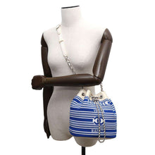 Load image into Gallery viewer, CHANEL Drawstring Bag ChainBag White/BlueAS0464 Leather Knit
