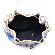 Load image into Gallery viewer, CHANEL Drawstring Bag ChainBag White/BlueAS0464 Leather Knit
