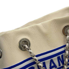 Load image into Gallery viewer, CHANEL Drawstring Bag ChainBag White/BlueAS0464 Leather Knit
