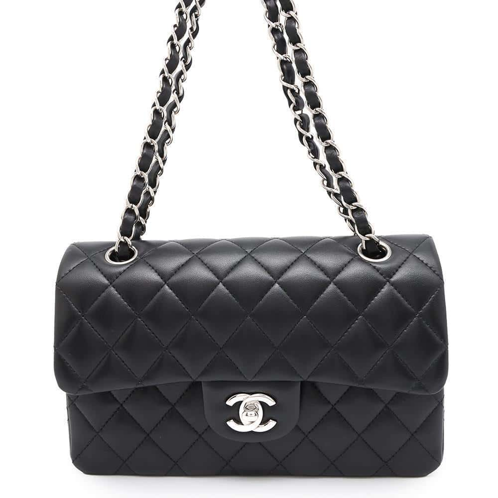 CHANEL Matelasse W flap ChainShoulder BlackA01113 Lambskin Size 23