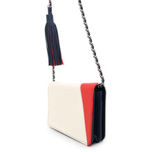 Load image into Gallery viewer, CHANEL CC Logo Fringe Chain Wallet Blue/Red/White Lambskin
