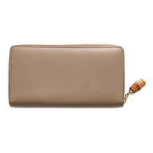 将图像加载到图库查看器中，GUCCI BambooZip Around Long Cloth Beige453158 Leather
