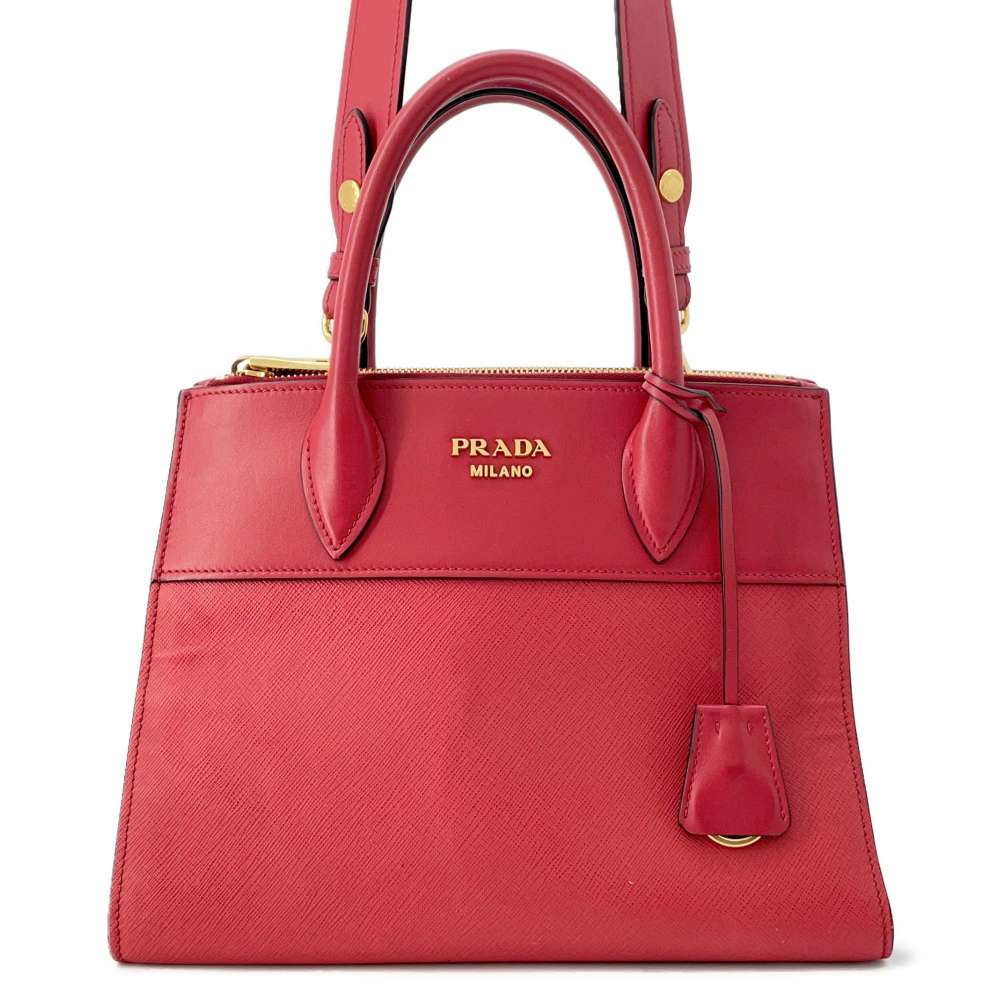 PRADA Saffiano Leather Paradigm Handbag Red1BA103 Leather