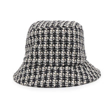 Load image into Gallery viewer, MONCLER Tweed bucket hat Size M Black/Ivory093 3B000 08 596PR Cotton55% Rayon26% Nylon17% Polyester2%
