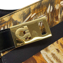 Load image into Gallery viewer, Ferragamo Leopard One Shoulder Bag Black/Brown Satin Leather
