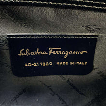 将图像加载到图库查看器中，Ferragamo Leopard One Shoulder Bag Black/Brown Satin Leather
