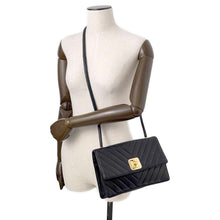 Load image into Gallery viewer, CHANEL Vintage Chevron Shoulder Bag Black Lambskin
