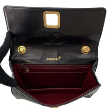 Load image into Gallery viewer, CHANEL Vintage Chevron Shoulder Bag Black Lambskin
