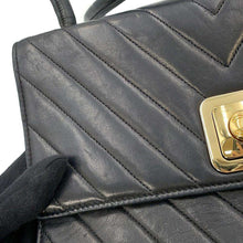 Load image into Gallery viewer, CHANEL Vintage Chevron Shoulder Bag Black Lambskin
