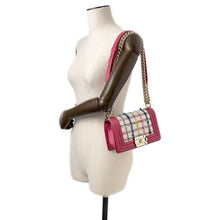 Load image into Gallery viewer, CHANEL Boy Chanel TweedChainShoulder Pink/Multicolor Leather Tweed Size Small
