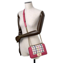 Load image into Gallery viewer, CHANEL Boy Chanel TweedChainShoulder Pink/Multicolor Leather Tweed Size Small
