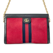 Load image into Gallery viewer, GUCCI Offdia ChainShoulder Bag Red/Black503877 Suede PVC
