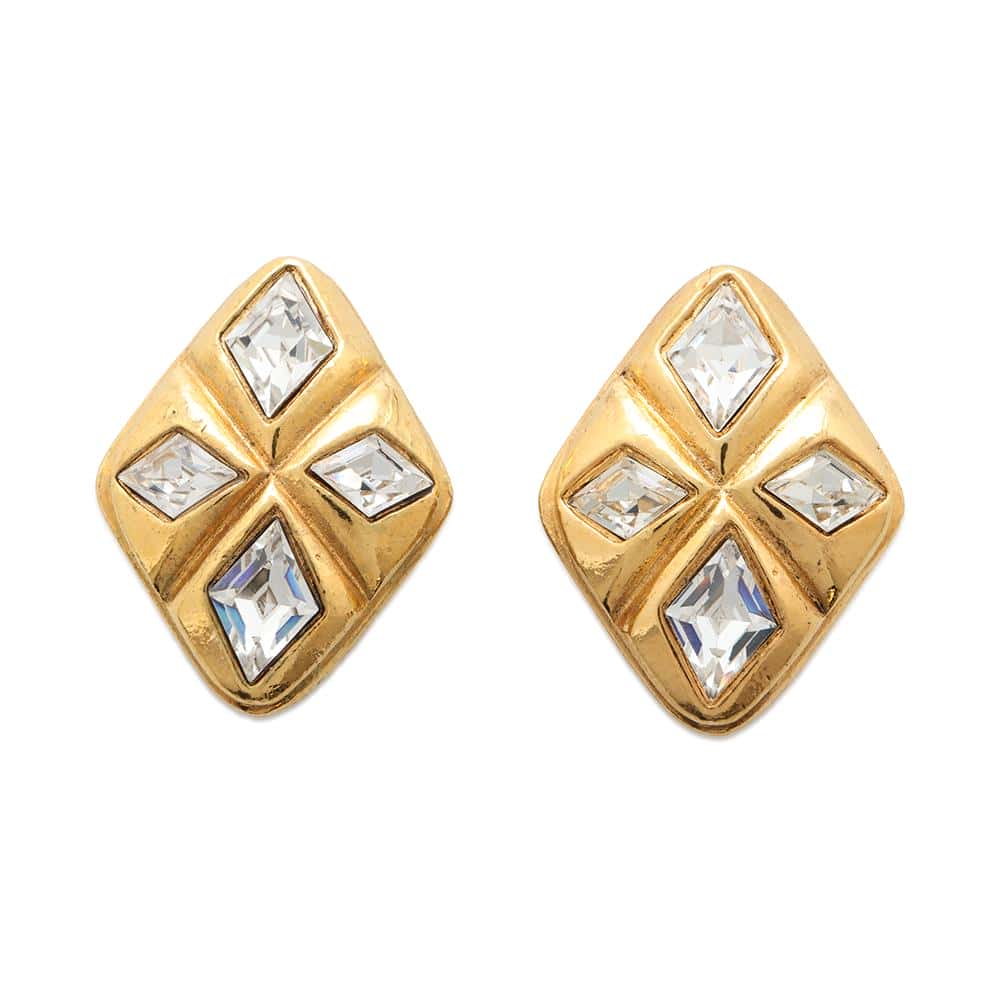 CHANEL Bijoux Square Earring Gold Metal