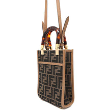 Load image into Gallery viewer, FENDI Sunshine shopper Brown 8BS051 Canvas Leather Size Mini
