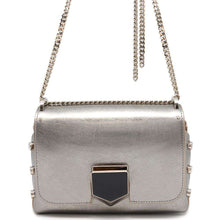 Load image into Gallery viewer, JIMMY CHOO Rocket Petite ChainShoulder Bag Silver Leather
