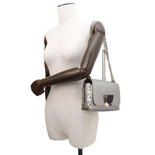 Load image into Gallery viewer, JIMMY CHOO Rocket Petite ChainShoulder Bag Silver Leather
