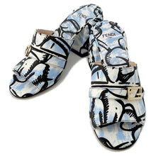 将图像加载到图库查看器中，FENDI Joshua Vidas Collaboration California Sky Sandals Blue Cotton Size 36 1/2
