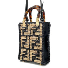 Load image into Gallery viewer, FENDI Sunshine shopper Black 8BS051 Raffia Leather
