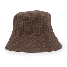 Load image into Gallery viewer, FENDI Zucca reversible bucket hat Size M Brown/Blue FXQ200 Polyester65% Cotton35%
