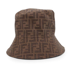 Load image into Gallery viewer, FENDI Zucca reversible bucket hat Size M Brown/Blue FXQ200 Polyester65% Cotton35%
