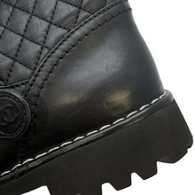 Load image into Gallery viewer, CHANEL CC Logo Engineer Boots Black Leather Size 34
