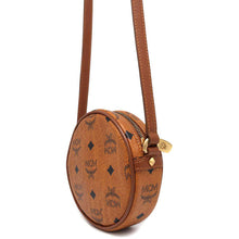 将图像加载到图库查看器中，MCM Round Shoulder Bag Brown Leather
