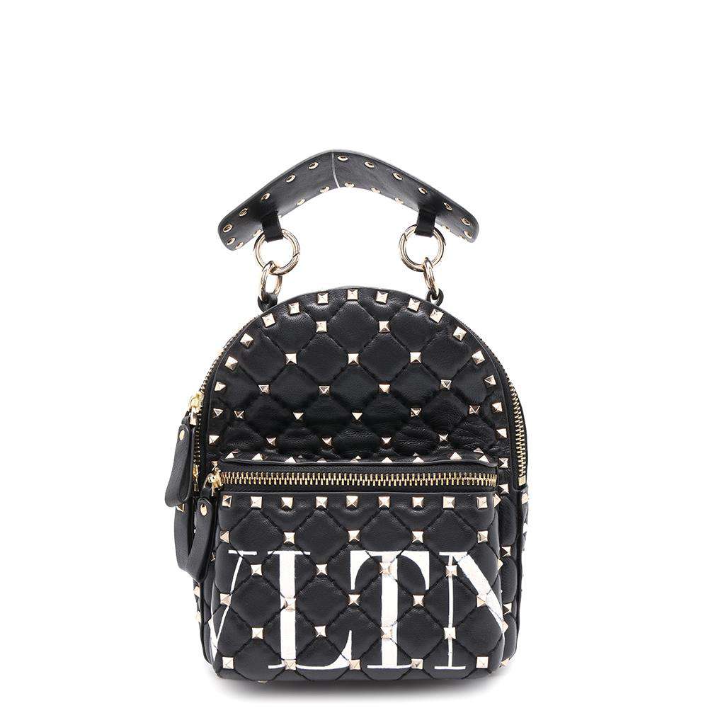 Valentino Garavani VLTN Rock Studded Backpack Black Leather