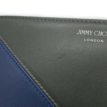 将图像加载到图库查看器中，JIMMY CHOO Zip Around Chozai Cloth Green/Blue Leather
