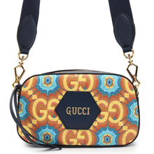 将图像加载到图库查看器中，GUCCI GG Kaleidoscope Shoulder Bag Blue/Yellow 476466 PVC Coated Canvas Leather
